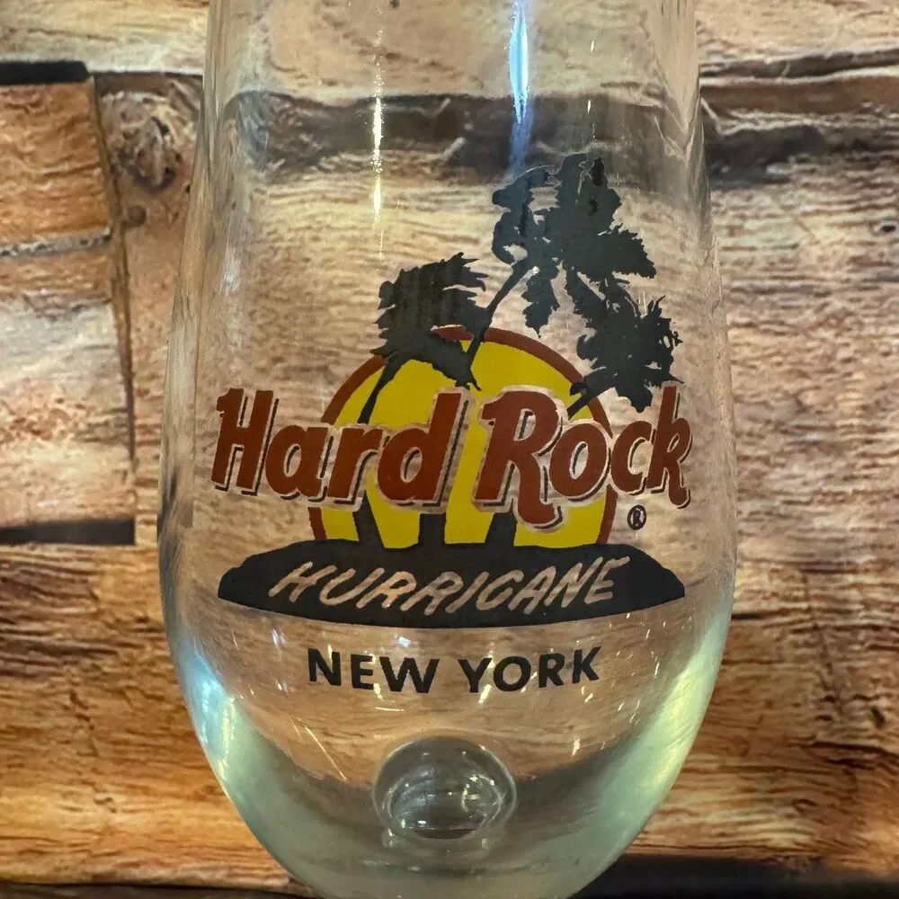 Hard Rock Hurricane Glass New York Tropical Clear Drinkware 9.75
